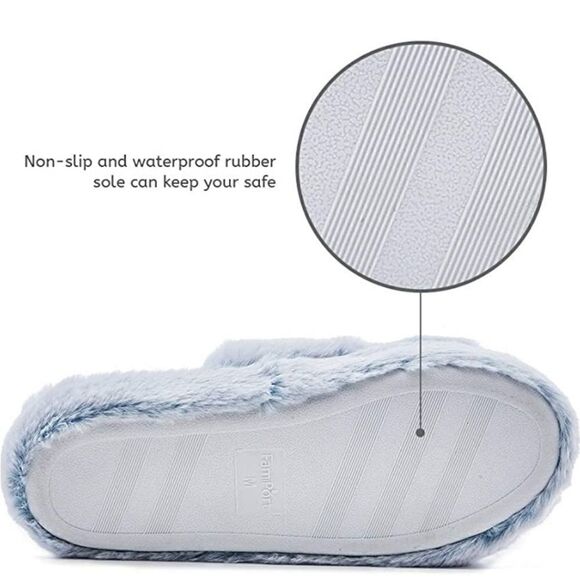 FamiPort crisscross soft cozy fluffy indoor/outdoor slippers - Picture 5 of 12
